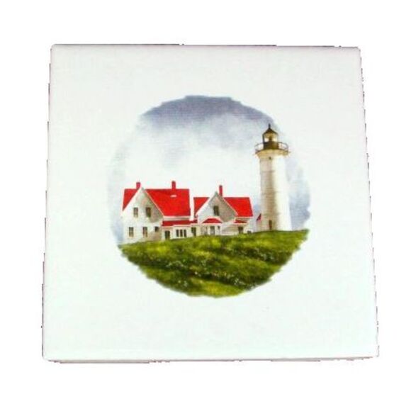 Ceramic Coaster Spoon Rest Square With Lighthouse, Tile Trivet, Wine Trivet - Picture 7 of 7